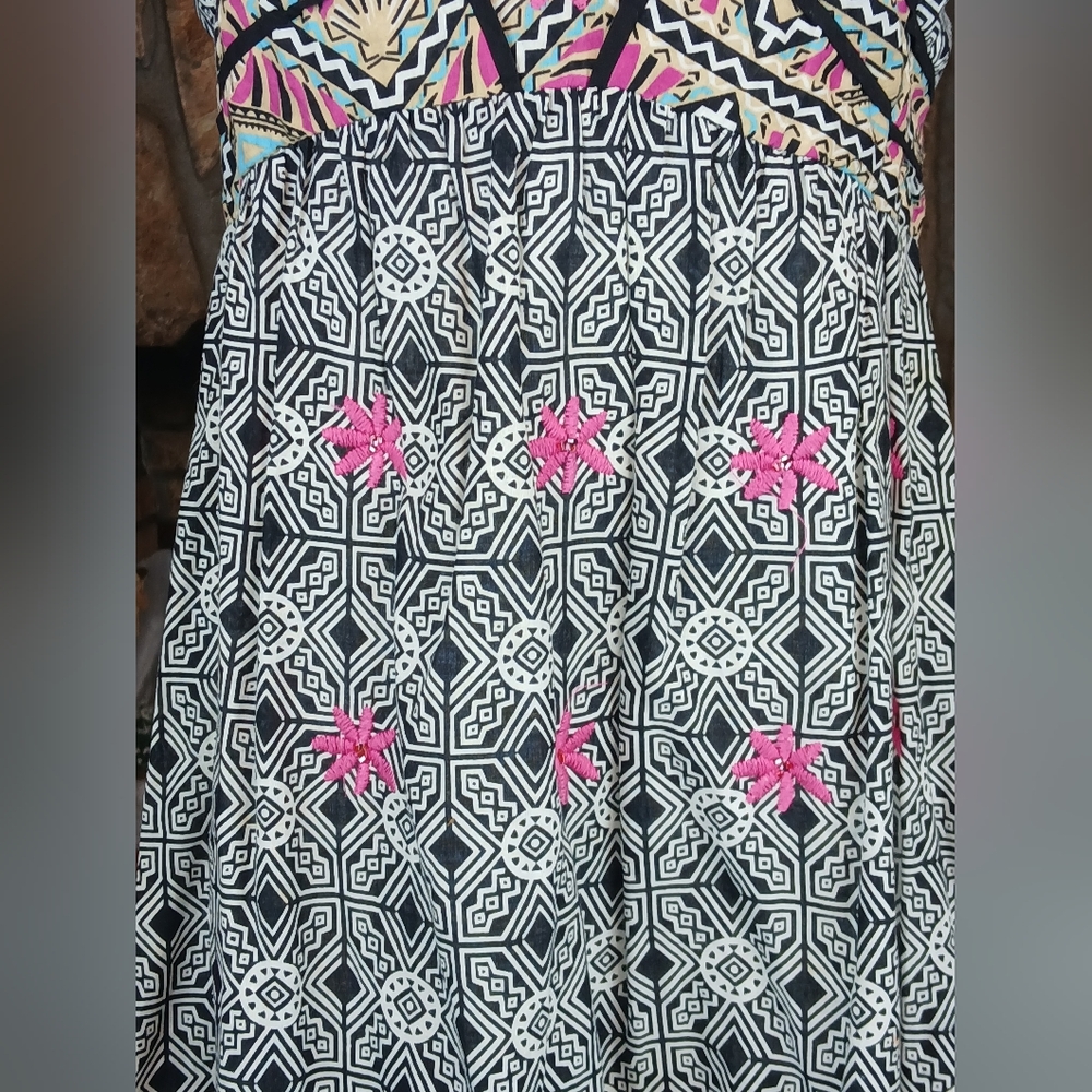 Grifflin Paris Y2k Colorful Geometric Pattern Dress Large Adjustable Straps - Picture 4 of 12